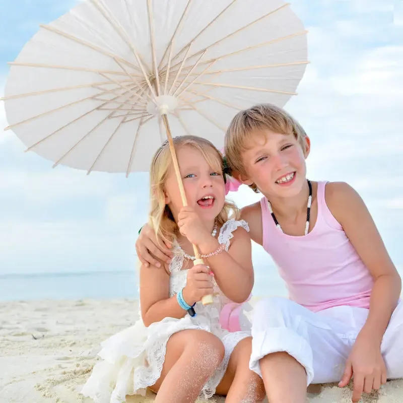 Description Picture 3 of itemChinese Craft Paper Umbrella, Wedding Photograph Accessory, Party Decor, White Paper, Long-handle Parasol, 60 cm, 80cm, 50Pcs