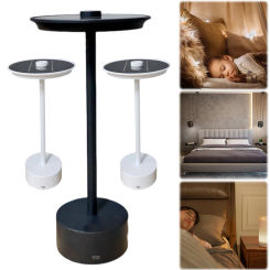 Solar Powered LED Cordless Table Lamp Touch Sensor Metal Table Lamp Rechargeable Modern Bedside Lamp for Hotel Bar Bedroom Decor
