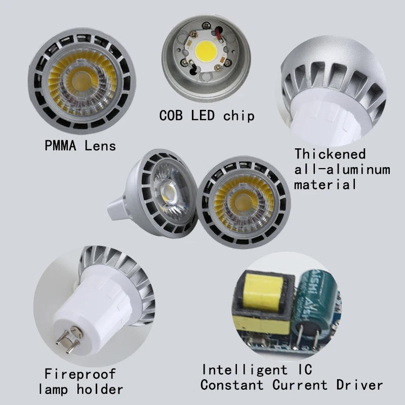 Description Picture 6 of itemDimmable MR16 DC 12V E27 GU10 E14 E12 B22 GU5.3 5W DC 24V LED COB Spotlight Bulbs Spotlights HomeLamps Luminaire for Living Room