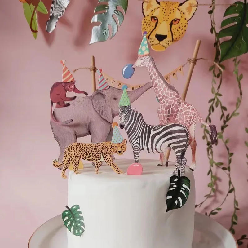Description Picture 2 of itemAnimal Cake Topper Giraffe Elephant Zebra Happy Birthday Wedding Kids Party Baby Shower Cupcake Decoration Baking Supplies DIY
