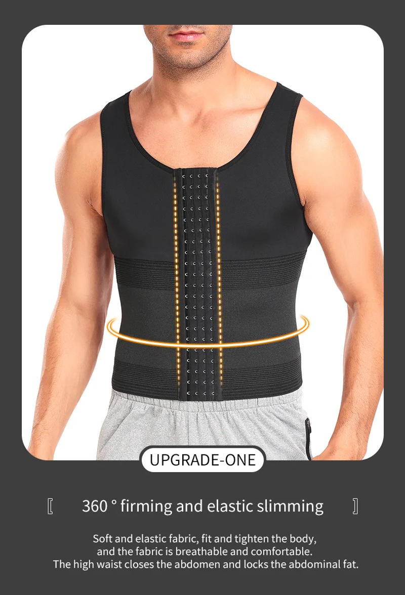Description Picture 4 of itemBe-In-Shape Men Slimming Body Shaper Waist Trainer Vest Tummy Control Shapewear Compression Shirts Abdomen Slim Corset Underwear