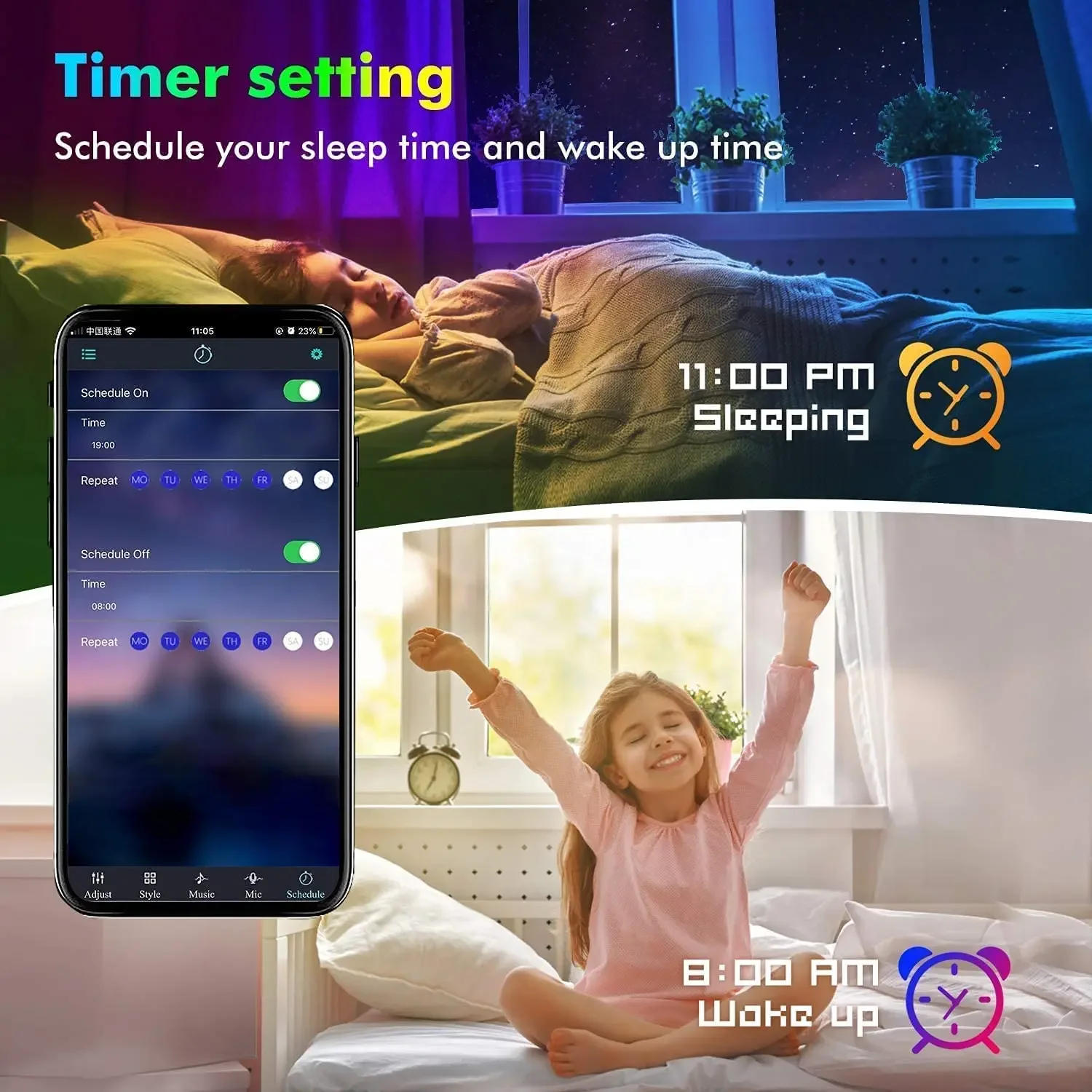 Description Picture 6 of itemLed Strip Lights SMD 5050 RGB LED Tape APP Remote Control Flexible Ribbon USB Diode Tape for Room Party Decoration TV Backlight