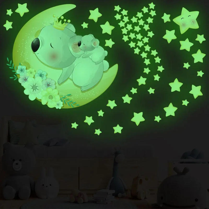 Description Picture 6 of itemLuminous Stars Wall Stickers For Kids Baby Room Bedroom Ceiling Home Decor Fluorescent Cartoon Bear Glow In The Dark Stickers