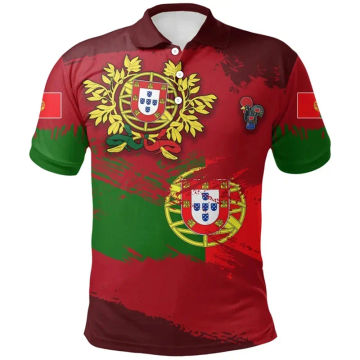 Cool Summer 3D Portugal Flag Emblem Printing Polo Shirt Portugal Coat Of Arms Graphic Plo Shirts Vintage Clothing Polos Clothes