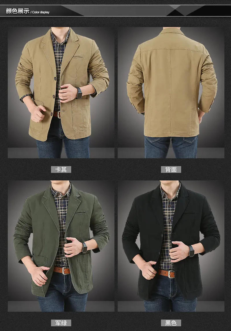 Description Picture 3 of itemMen Blazer Middle-aged Loose Men Fashion Business British Style Casual Suit Three Button Cotton Casual Clothes Single West Coat