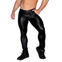 Men's Leather Trousers Mid-rise U Convex Zipper Open Crotch Men Pants Sexy Skinny PU Leather Clubwear Tights Punk Clothing