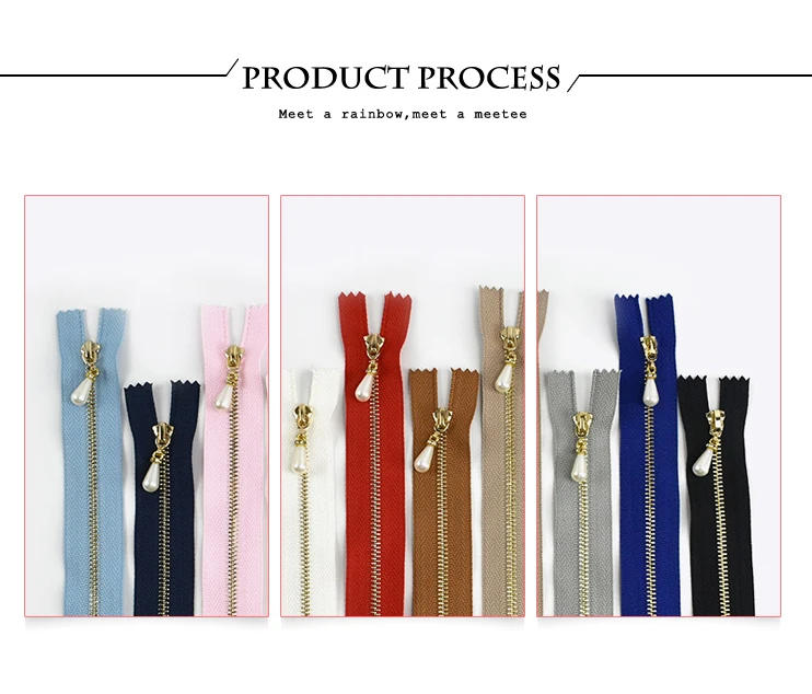 Description Picture 6 of item5/10Pcs Meetee 15-70cm 3# Metal Zipper Open&Close-End Auto Lock Gold Pearl Slider DIY Bag Purse Dress Decor Zip Sewing Accessory