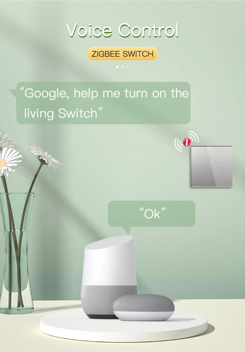 Description Picture 6 of itemBSEED Zigbee Touch Switches 1/2/3Gang 1Way Smart Light Switch Sensor Wall Switches Tuya Control Smart Life APP Google Alexa