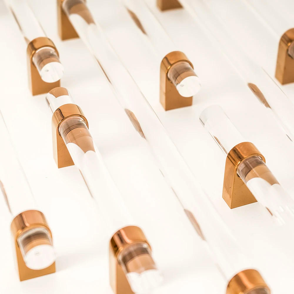 Description Picture 5 of itemAcrylic + Rose Gold Solid Brass Knob for Furniture Handles and Knobs Kitchen Doors Cabinet Drawer In Funiture Pulls