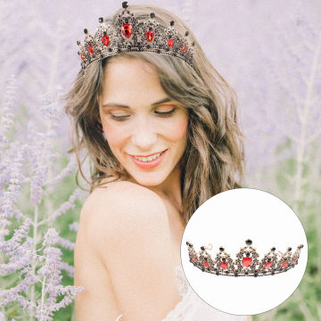 Rhinestone Crown Retro for Women Teen Girl Clothes Rhinestones Classic Wedding Hair Miss Red