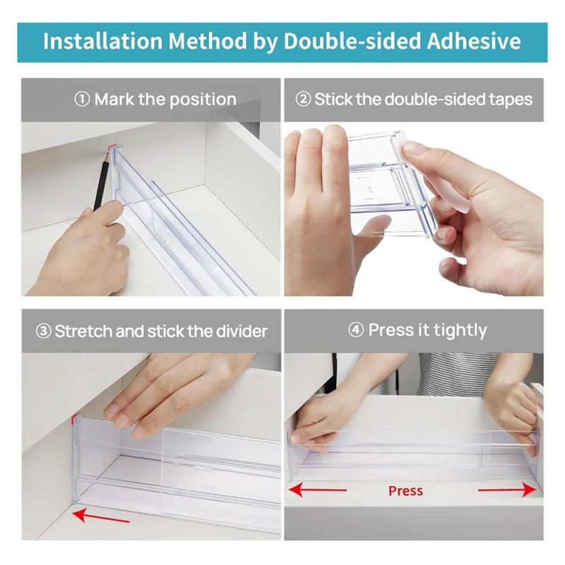 Description Picture 4 of item1/4/6pcs Drawer Dividers Organizers Adjustable Clear Plastic Drawers Separators for Clothing, Kitchen Utensils and Makeup Office