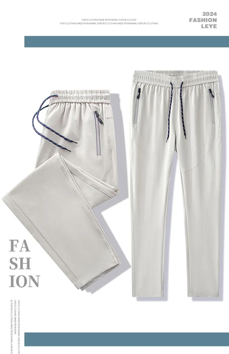 Description Picture 4 of itemSummer Zip Pockets Sweatpants Men Plus Size Sportswear Quick Dry Ice Silk Casual Track Pants Male Loose Sport Trousers 7xl 8xl