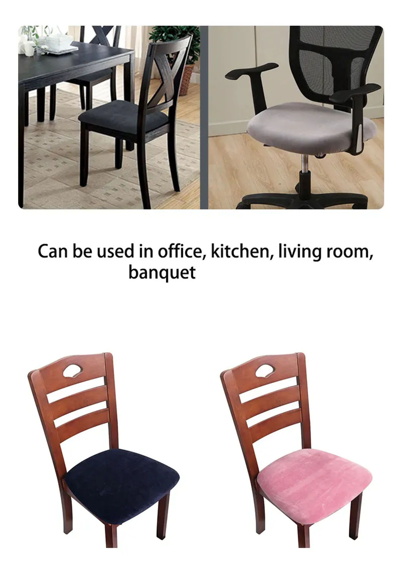 Description Picture 6 of item1pc Velvet Chair Cushion Cover Stretch Hotel Restaurant Strap Chair Seat Cover For Living Room Thicken Non-slip Office Protector