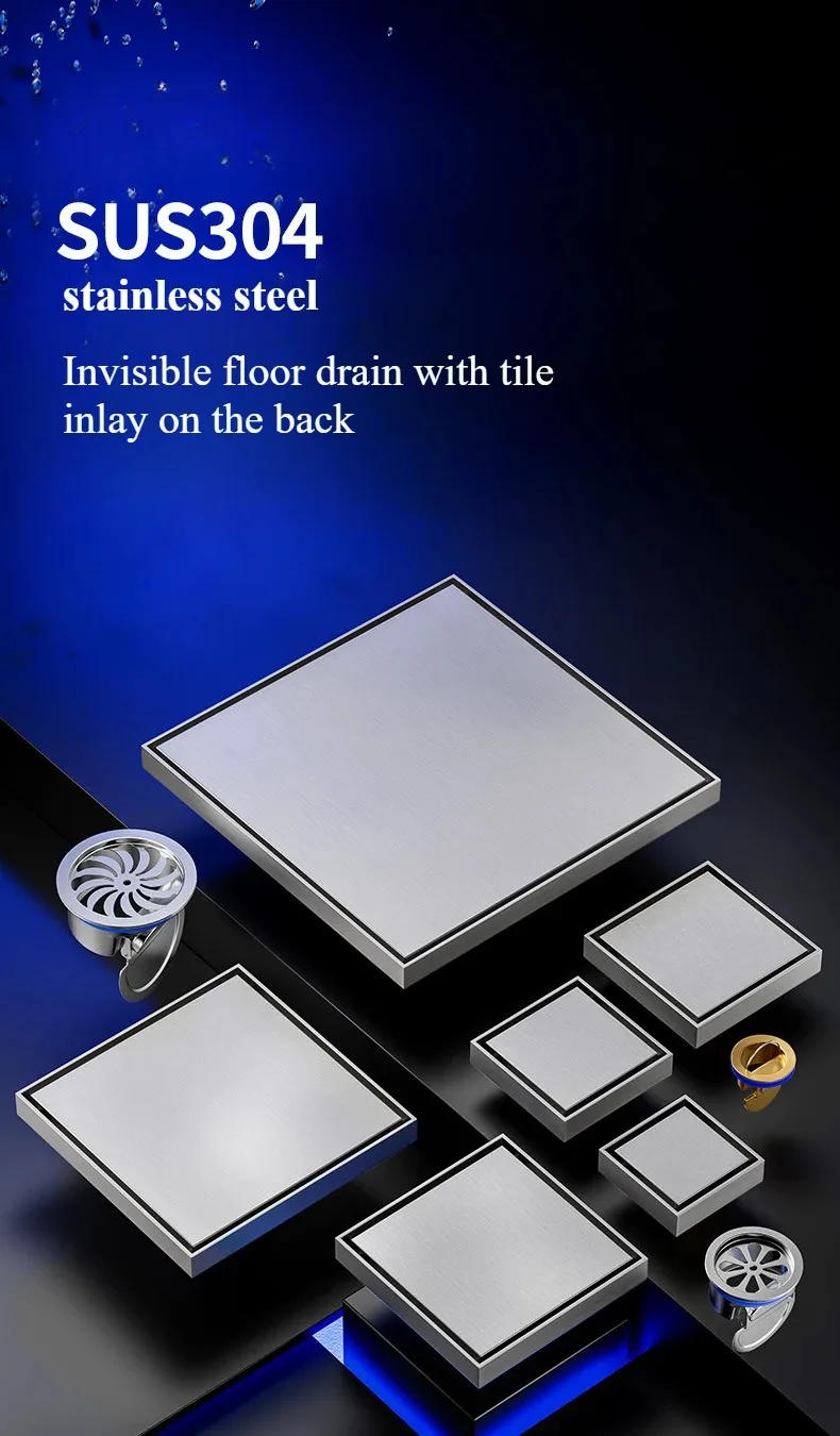 Description Picture 2 of itemInvisible floor drain with tiles in the bathroom, 304 stainless steel deodorant floor drain
