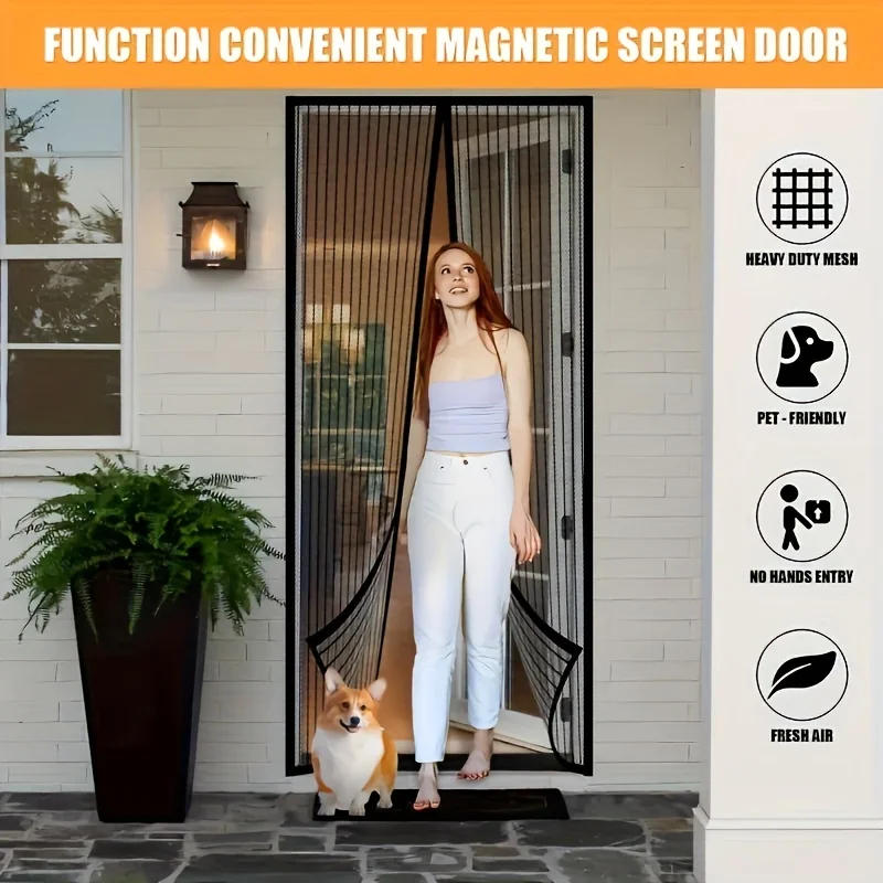 Description Picture 2 of item1pc Magnetic buckle mosquito proof magic door curtain, automatic closing screen window curtain