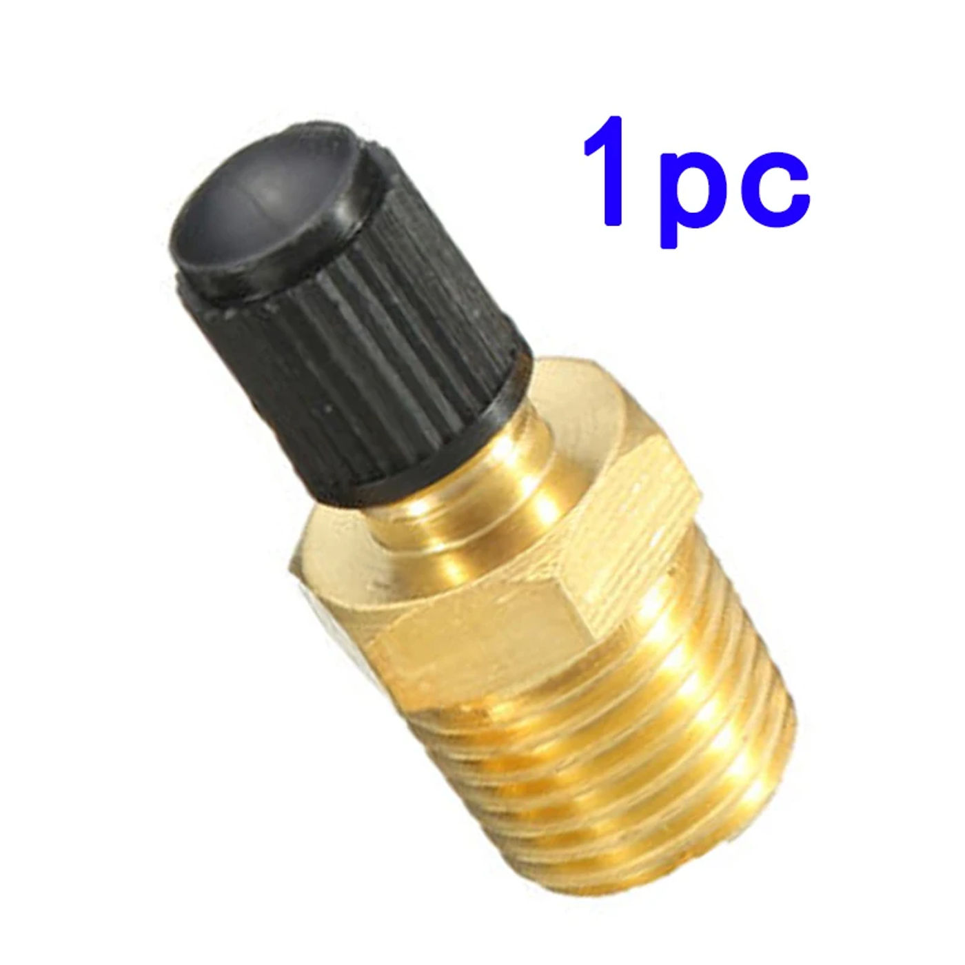 Description Picture 2 of item1/4" NPT Solid Nickel Plated Brass Air Compressor Tank Fill Valves With Installed Core And Black Plastic Cap 6.35mm Male