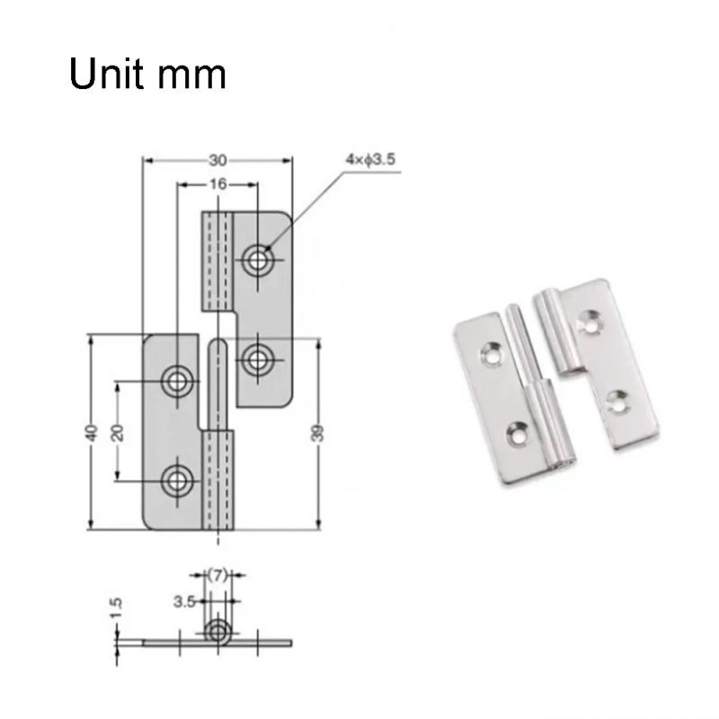 Description Picture 6 of item1pc Detachable Hinge Slip Hinges Wardrobe Stainless Steel Detachable Hinge Heavy Duty Flat Hinge Furniture Hardware Accessories