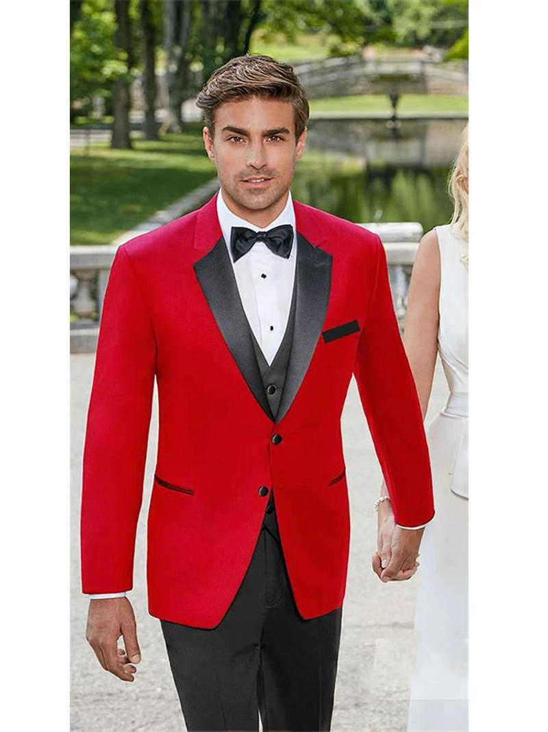Description Picture 3 of itemMen's Solid Color Blazer Two Buttons for Party Prom Dinner Jacket+vest+pants Groom Business Tuxedos men suits wedding prom suit