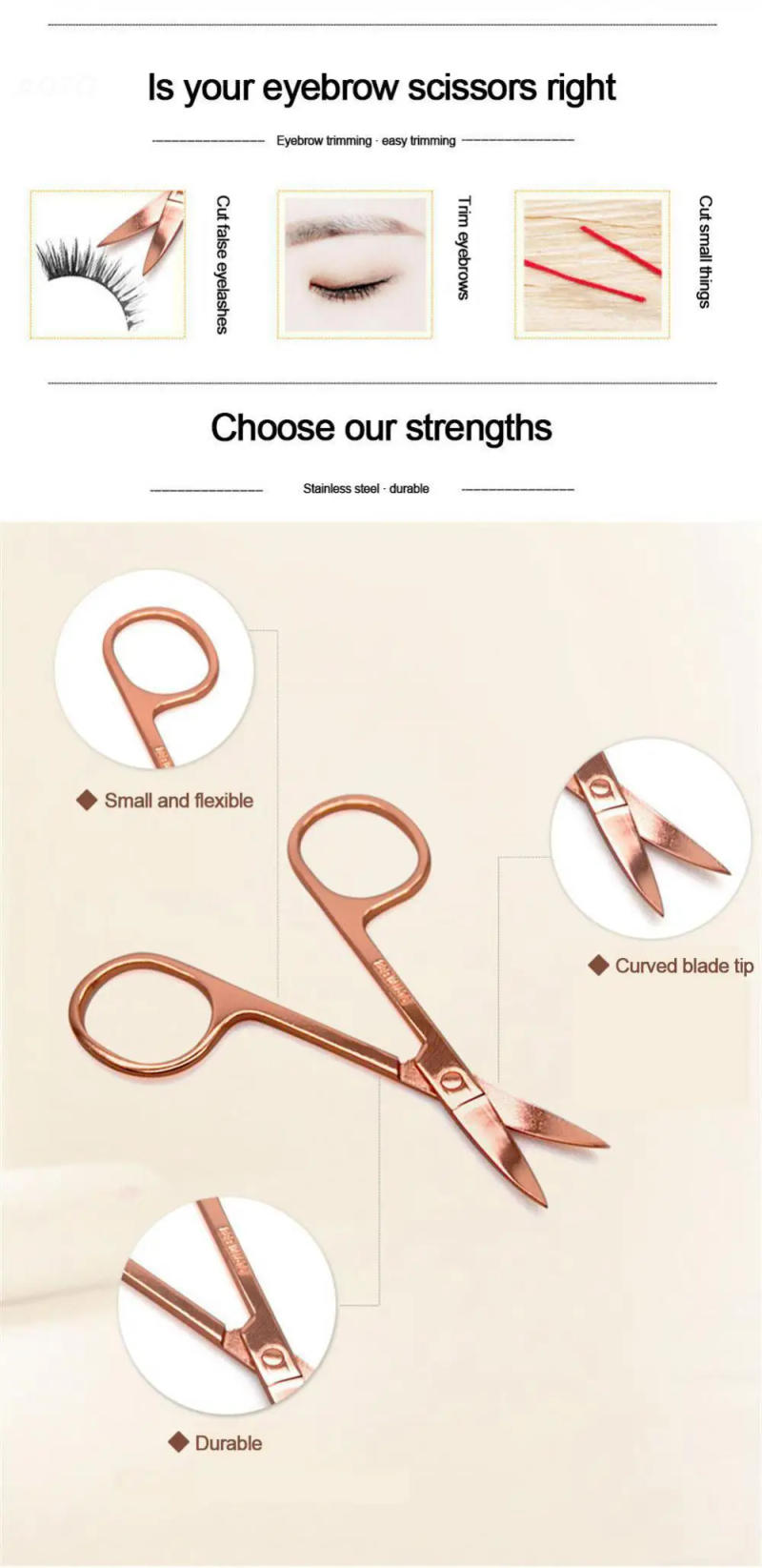 Description Picture 6 of itemCurved Vintage Small Eyebrow Scissor Angled Beauty Scissors for Grooming Fishing Embroidery Sewing Tool Thread Supplies Cutter
