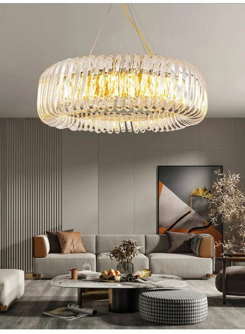 Description Picture 3 of itemModern Living Room LED Chandelier Dining Room Bedroom Luxury Crystal Lamp Villa Interior Lighting Home Decoration Ring Lamps