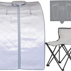 Oversize Portable Far Infrared Sauna, One Person Home Spa Box for Detox Therapy, Relaxation Better Sleep, with Heating Foot Pad