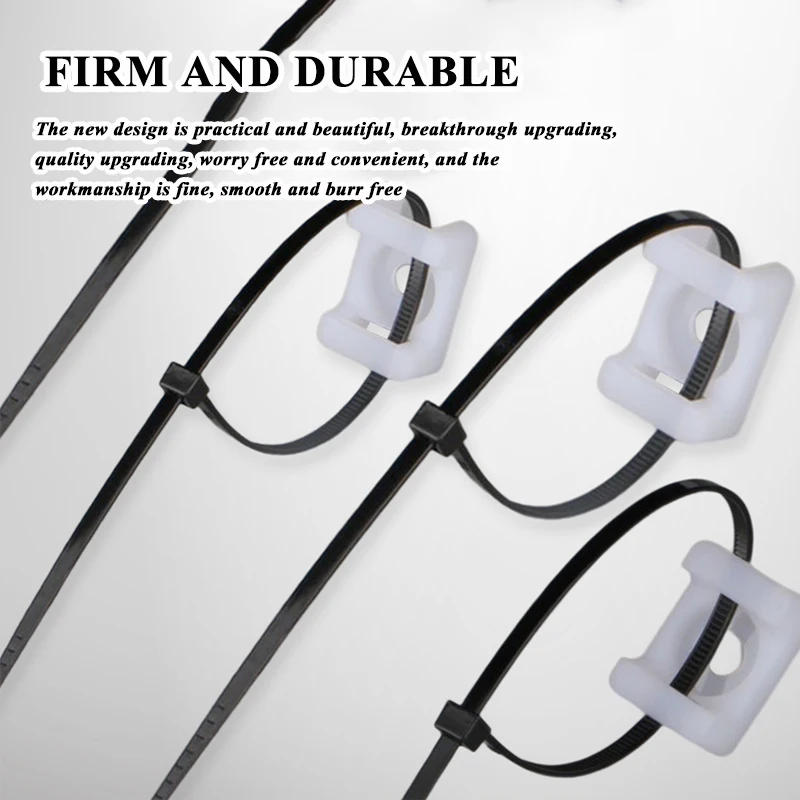 Description Picture 5 of item100Pcs Cable Tie Mount Base Plastic Fixed Seat Saddle Type Wire Holder USB Charging Data Line Winder HC-2 HC-4 Buckle Zip Ties