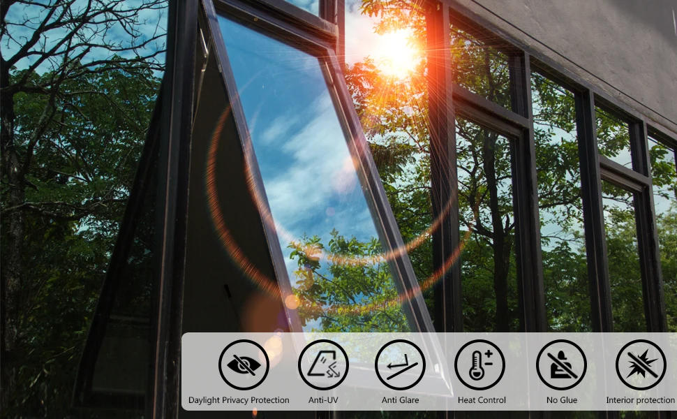 Description Picture 2 of itemSelf Adhesive Mirror Window Film Sunscreen Vinyl Glass Tinting for Decoration UV Protection Glass Sticker Solar Window Shades