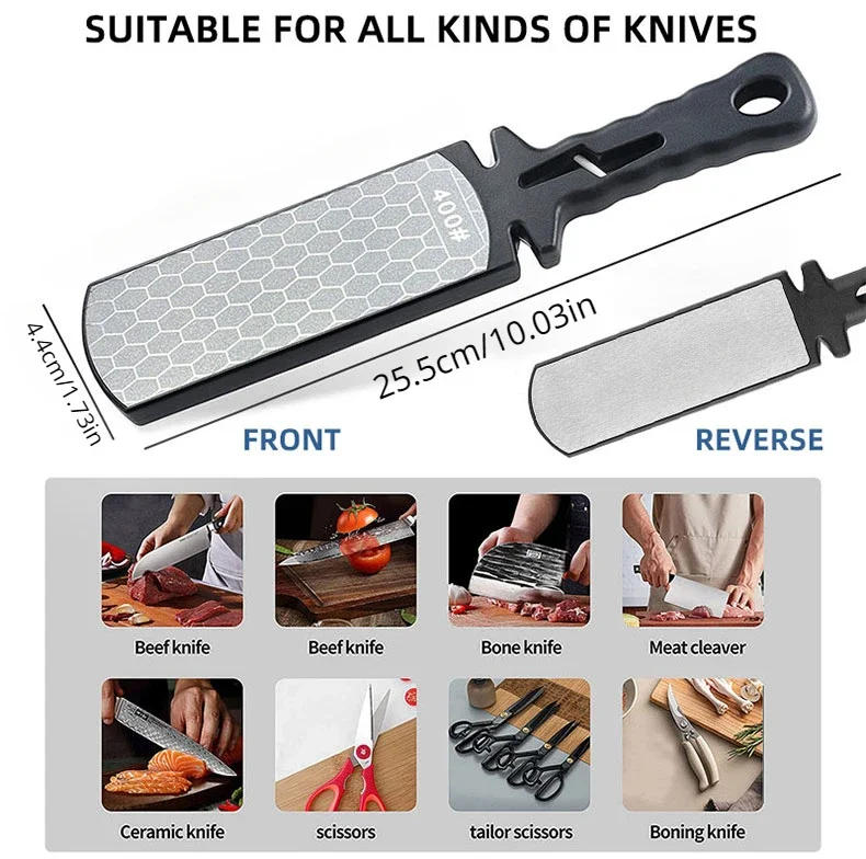 Description Picture 3 of item5 In1 Knife Sharpener Diamond Bars 400/1000 Multi-Tool Kitchen Knives Tungsten Steel Ceramic Grinding Double-Sided Whetstone 숫돌