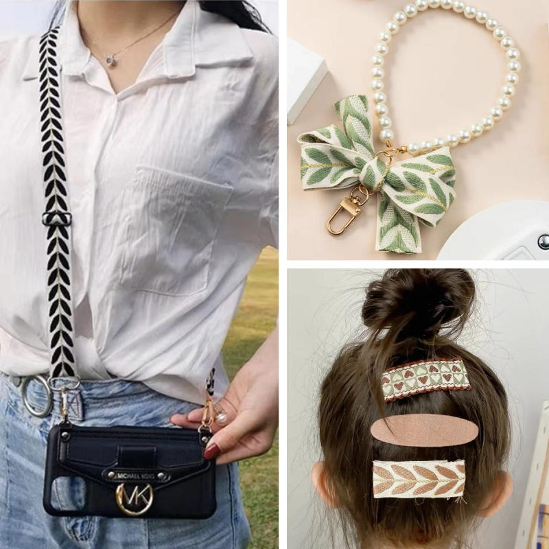 Description Picture 6 of item2 Yards Embroidery Ribbon Leaf Ribbon Trim for Sewing, DIY Carfts, Gift Packaging