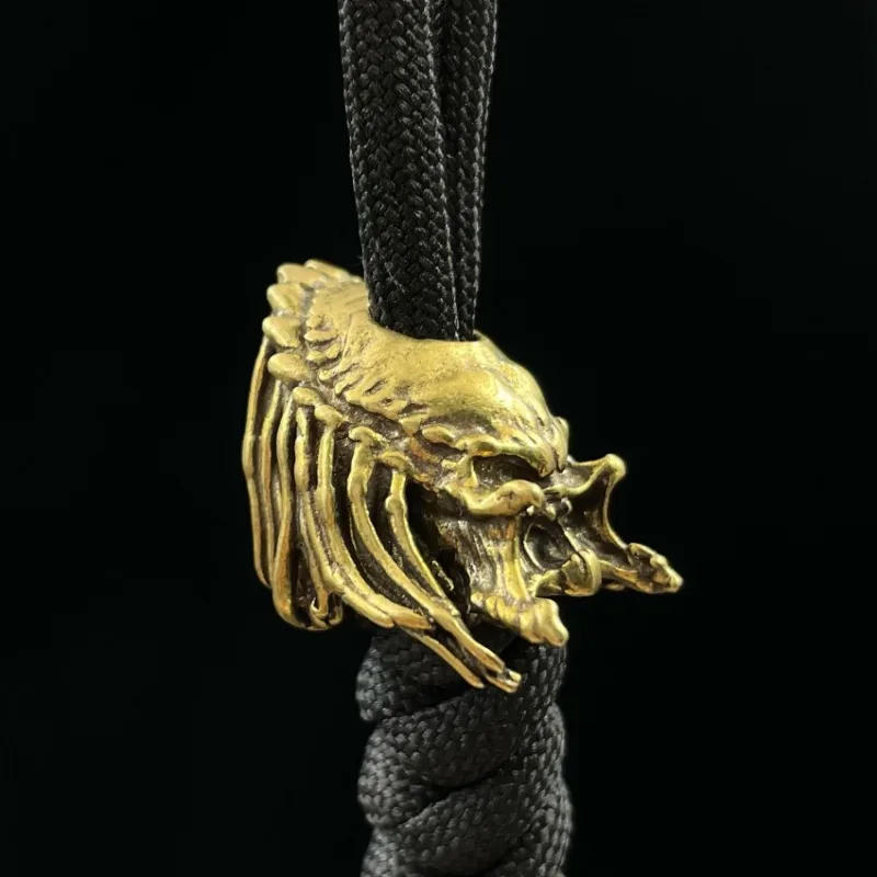 Description Picture 4 of itemAlien Beast Face Iron Warrior Knife Bead Handmade Woven Paracord Lanyard DIY Pendants Jewelry Accessories Brass EDC Outdoor Tool