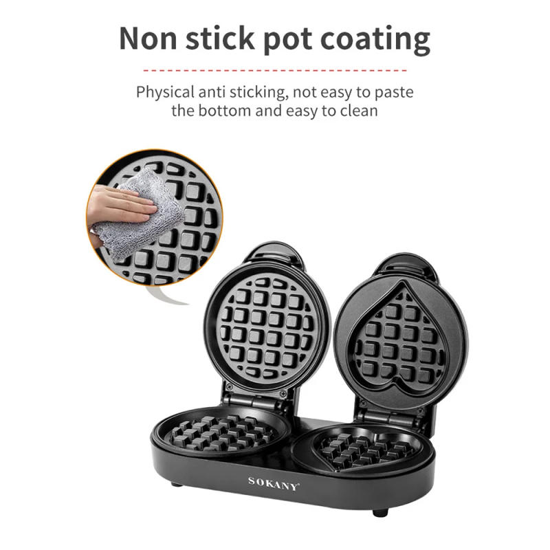 Description Picture 3 of item220V/110V Double Plates Mini Waffle Maker Machine Electric Non-Stick Automatic Heart Bread Toaster Pan Cake Pot for Kids Home 빵