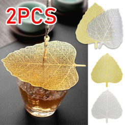 2pcs Stainless Steel Tea Infuser Leave Shape Bodhi Tea Filter Kung Fu Tea Infusers Access Hollow Out Leaves Strainer Drinkware