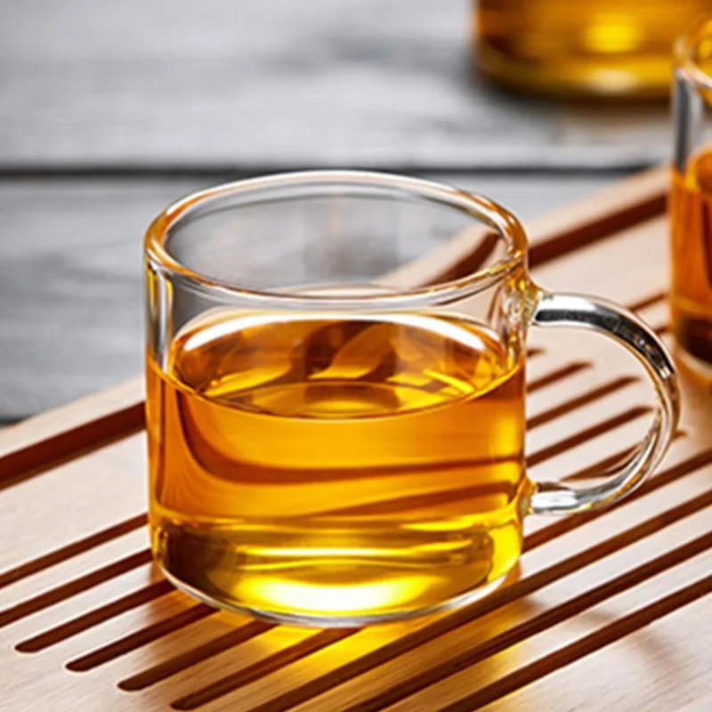 Description Picture 5 of itemCoffee Cups Set of 6 High Borosilicate Glass 100ml/120ml Transparent Glasses with Handle High-temperature Resistant Teaware Mugs