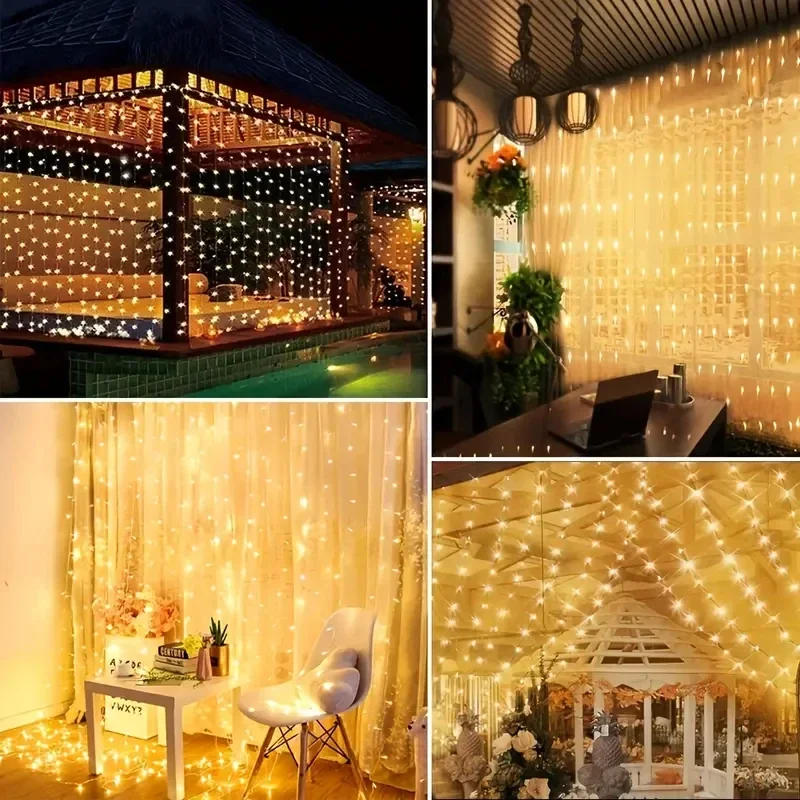 Description Picture 6 of item8 Modes LED Curtain String Fairy Lights New Year Holiday Garland Lamp for Christmas Decoration Party Wedding Navidad Decoración