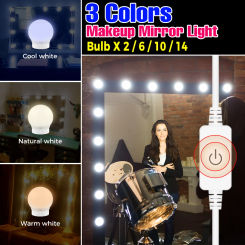 LED Mirror Cabinet Vanity Light Bulb Lady Beauty Makeup Lamp USB 3Colors Dimmable 5V Hollywood Woman Dressing Table Fill Lamps