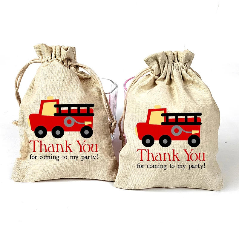 Description Picture 2 of item5pcs Fire Truck Engine thank you gift bags Firefighter Fireman themed boy girl 1st 2nd 3rd 4th Birthday party decoration favor