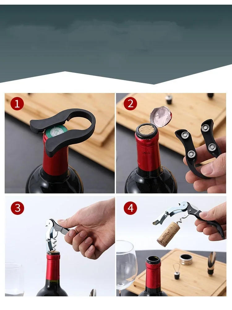 Description Picture 2 of itemWine Bottle Opener Stainless Steel Decanter Wine Corks Screw Corkscrew Kitchen Bar Multifunction Accessories Tool Corkscrew Sets