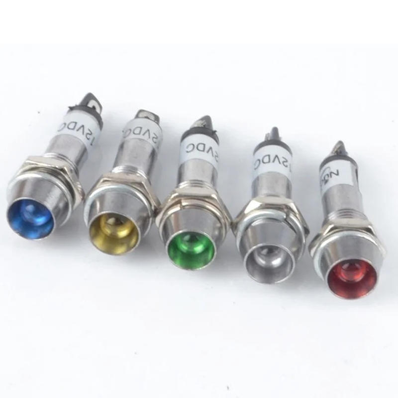 Description Picture 5 of item5pcs XD8-1 Metal Indicator lights 8mm Panel Power Signal lamp LED light Signal Convex lamp 12V 24V 220V 5 colours