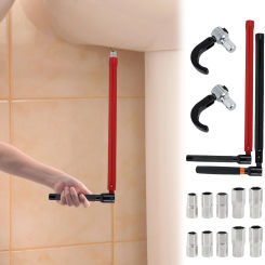 Faucet Wrench With Sockets,Carbon Steel Plumber Socket Wrench Durable Tap Back Nut Wrench Tap Installation Repair Tool