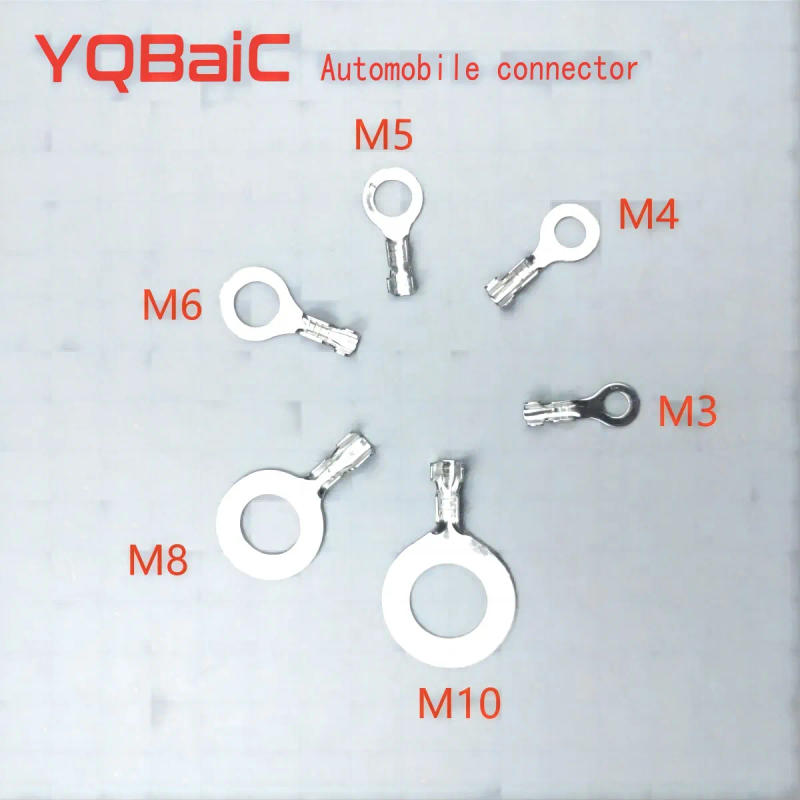 Description Picture 2 of itemsilver 50/150/300/450 Ring Lugs Eyes Copper Crimp Terminals Cable Lug Wire Connector Non-insulated Assortment Kit M3 M4 M5 M6 M8