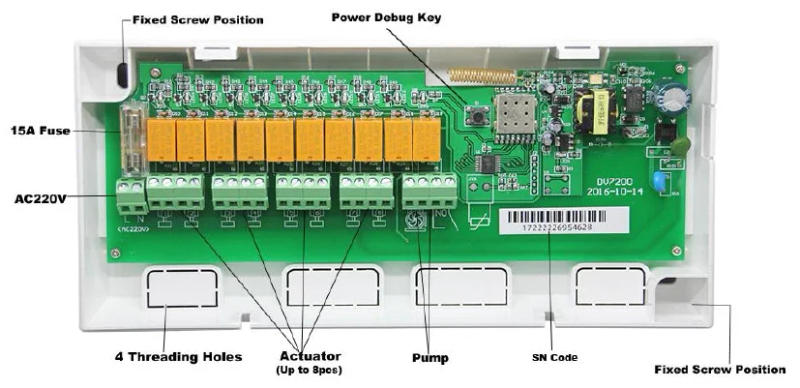 Description Picture 3 of itemBeok Wireless Zone Thermostat Controller for Gas Boiler Water Floor Heating System 8 Sub-chamber and Actuators BOT306 Series