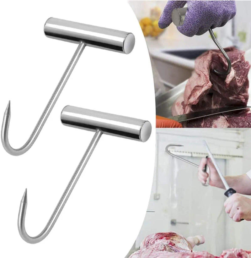 Description Picture 2 of item1Pcs Stainless Steel T Hooks T-Handle Meat Boning Hook for Kitchen Butcher Shop Restaurant BBQ Tool