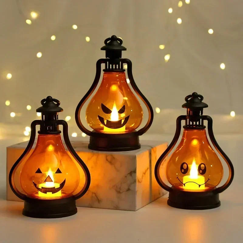 Description Picture 2 of itemHorror Halloween LED Wind Light Portable Pumpkin Ghost Lantern Bar Desktop Ornament Halloween Decor Props Party Supplies