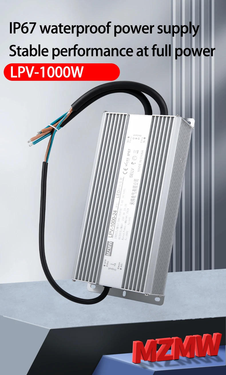 Description Picture 4 of itemMZMW IP67 Waterproof Switching Power Supply 1000W AC/DC 24V 36V 48V Dustproof and Silent Lighting Transformer LED Driver Fonte
