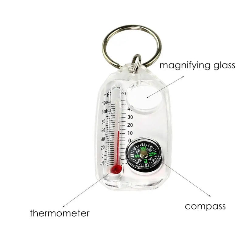 Description Picture 5 of itemCompass And Thermometers Keychain Survival Thermometer Compass Keychain Mini Pocket Sized Compass Outdoor Survival Tool 