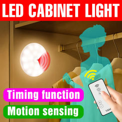 3W Under Cabinet Lamp LED Closet Light Kitchen Motion Sensor Stairs Corridor Wardrobe Bedside Nightlights Remote Switch Dimmable