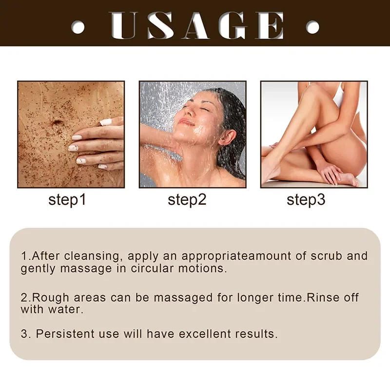 Description Picture 5 of itemCoffee Body Scrub Cream Exfoliating Bleach Elbow Underarm Knee Melanin Pigmentation Whitening Remove Dead Skin Shower Scrub Care
