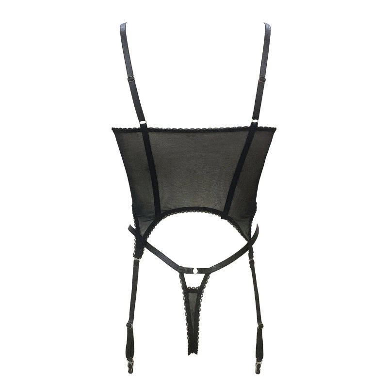 Description Picture 5 of itemWomen'S Sexy Perspective Lingerie Chic Elegant Embroidery Lace Garter Belt Leg Loop Erotic Intimates Push Up Gather Underwear