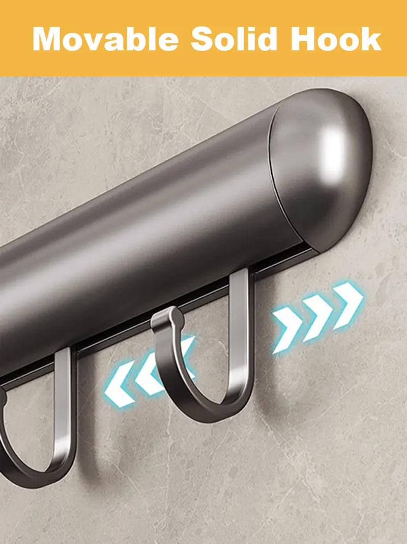 Description Picture 6 of itemWall Mounted Kitchen Hook Rack Aluminum Cabinet Storage Kitchen Utensils Rack Spoon Shovel Movable Hook Hardware Accessories