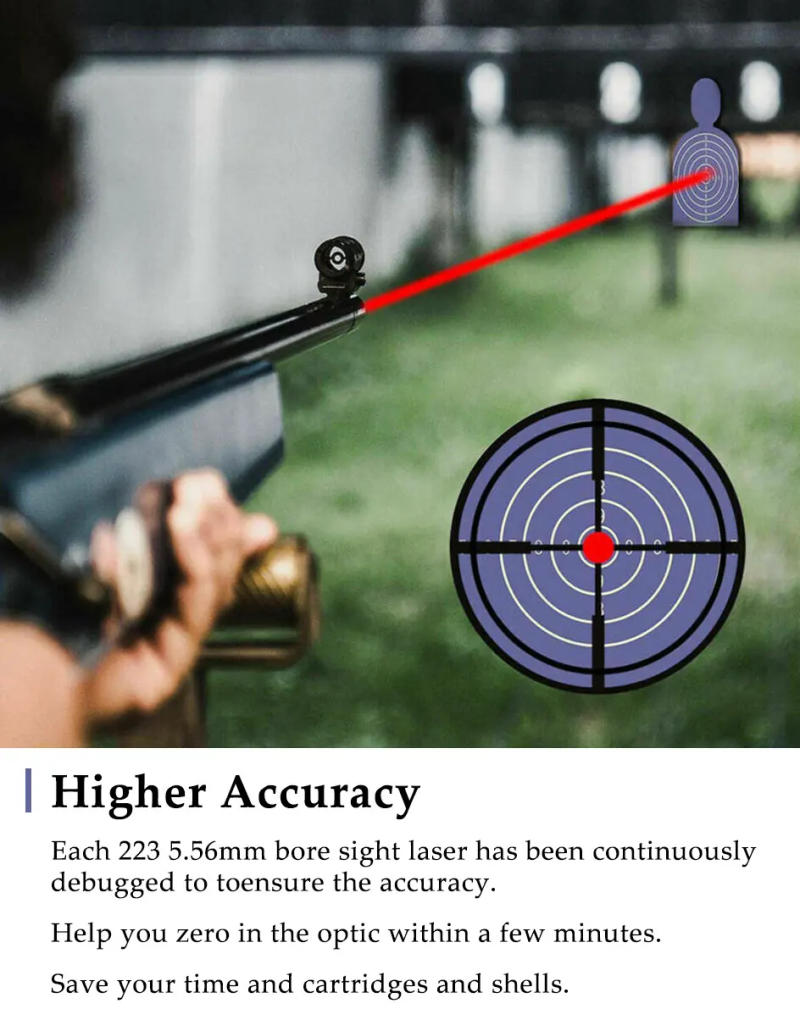 Description Picture 4 of itemBrass Tactical Red Laser Bore Sighter Hunting Shooting Training Lasers Calibrator for 9MM/.223/.308/7.62/.40/.45 Caliber Sight